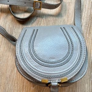 Chloé Small Saddle Bag in Grey Grain Calfskin